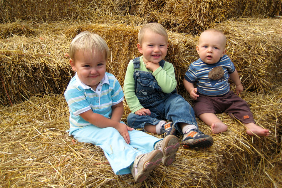 Little Kids On The Straw Maze
