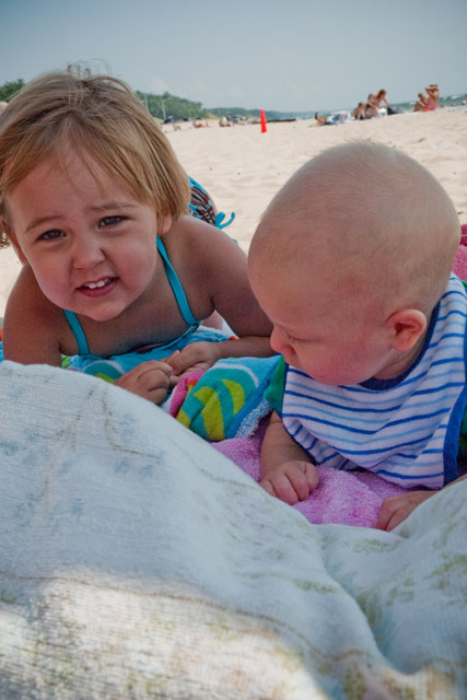 Cass And Leo On The Beach Towel